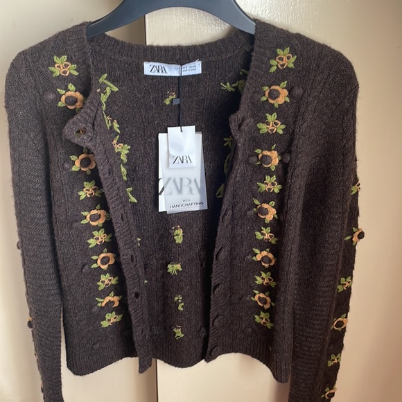 ZARA - Floral Knit Cardigan - Size S - BRAND NEW WITH TAGS RRP: £49.99 - Picture 11 of 14